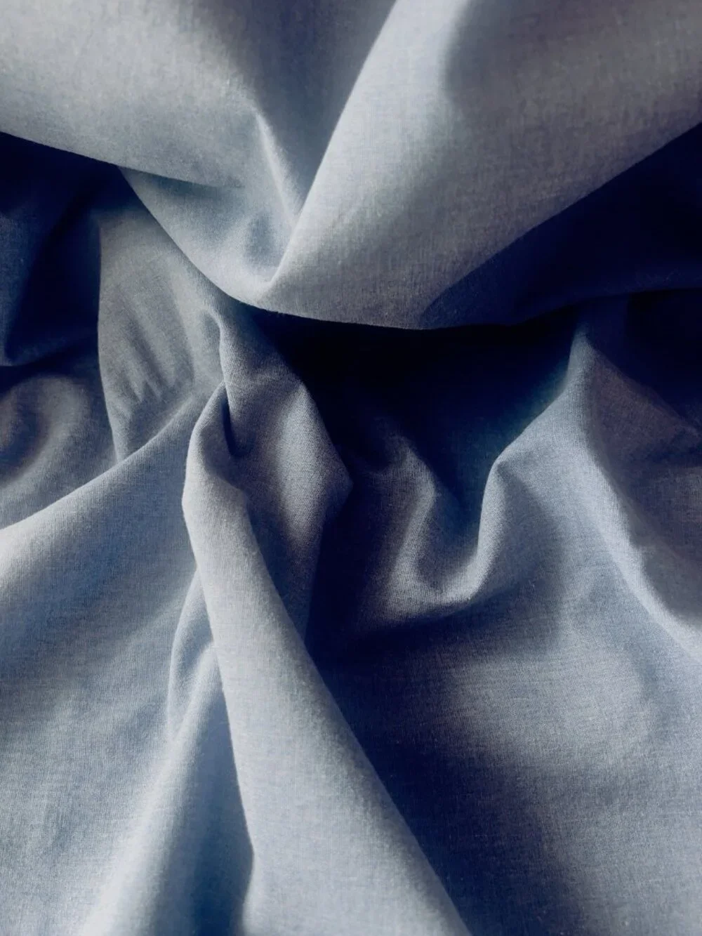SPRINGS Twin Flat Sheet Denim Blue Chambray Vintage Cotton-Poly Bedding Dorm Bed